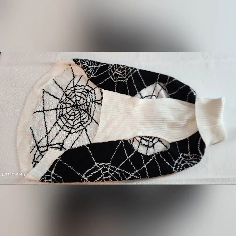 🏖 Spiderweb Halloween Dog Sweater Turtleneck Pet Outfit Size Extra Large XL